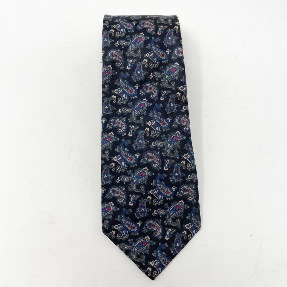 Mario Valentino black paisley silk tie business casual work office wedding